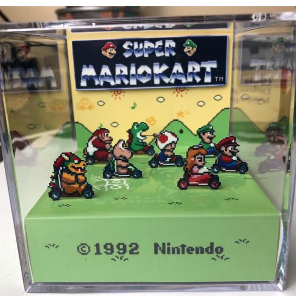 Super Mario Kart 3D Cube Handmade Diorama Snes